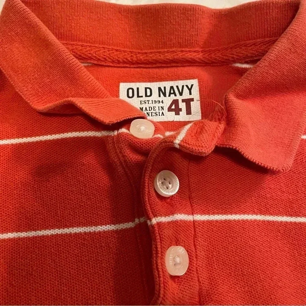 Old‎ Navy 4T orange and white stripe short sleeve polo shirt